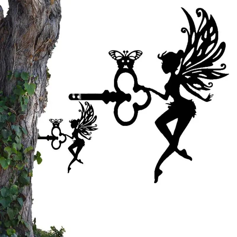 

Садовый декор для уличных ангелов на ветке, стальной силуэт, металлическое искусство, милый черный ангел, силуэт, колышки, деревья, декор для внутреннего дворика