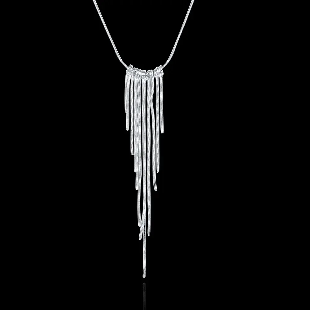 925 Sterling Silver Wild tassel snake chain wicker Necklace for women Fashion Party Wedding Accessories Jewelry Christmas Gifts