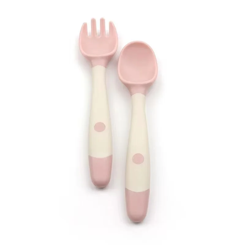Silicone Cutlery Set Children's Fork and Spoon Meal Training 2pcs/set Soft Bendable