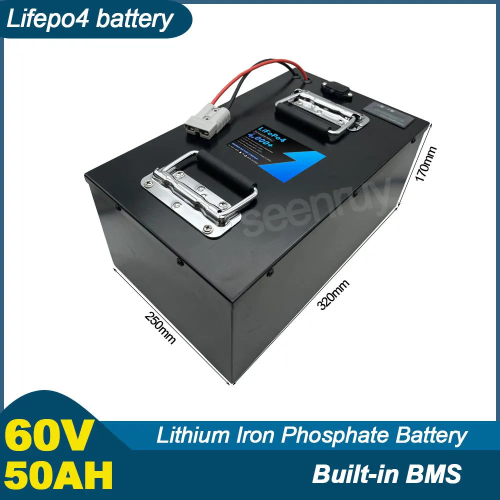 

60V 50AH Lifepo4 With Charger 30A 50A 80A 100A 120A Lithium Iron Phosphate Battery Perfect For Tricycle Motorcycle Scooter Ebike