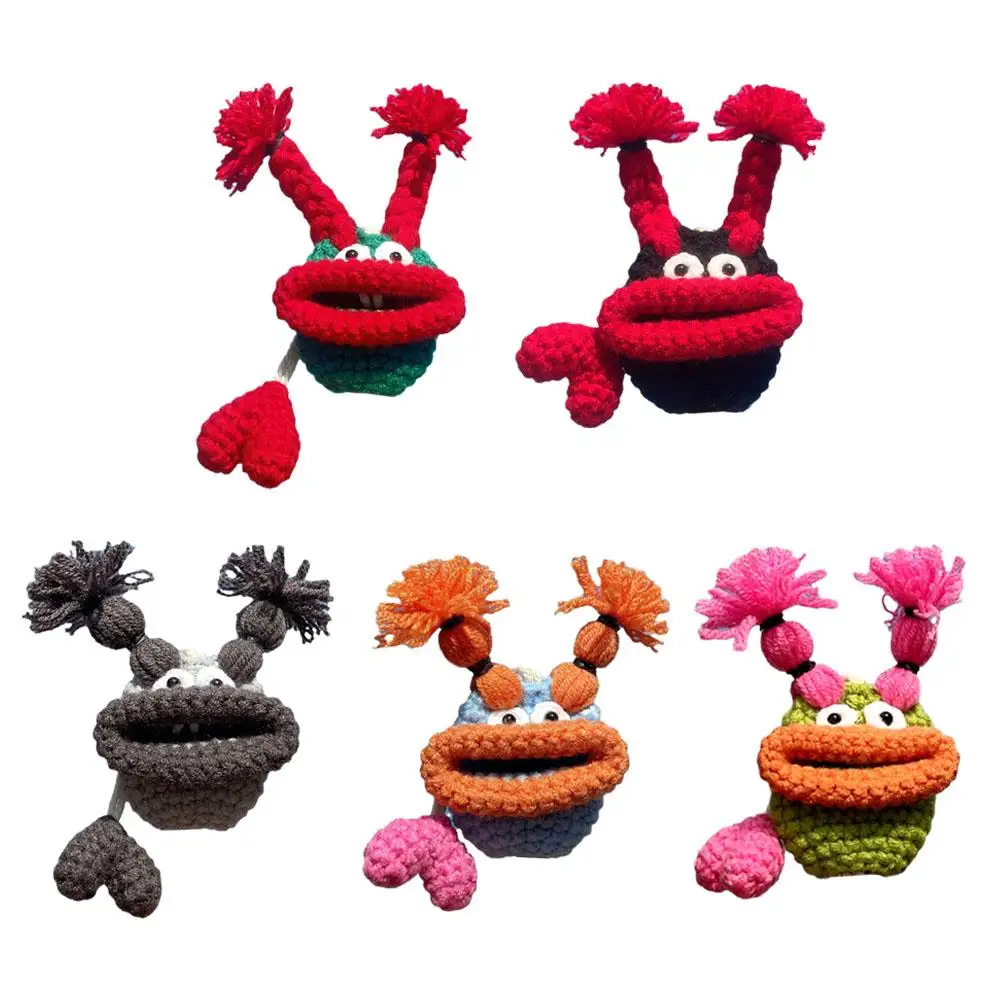 Cute Cartoon Funny Keychains Hand Woven Sausage Mouth Key Bag Key Knitting Storage Bag Car Keyring Case Gifts For Women Men