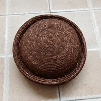 Fashion Summer Flat Beret Straw Hat Women's Sun Hat Circle Concave Top Beach Hat Church Derby Party