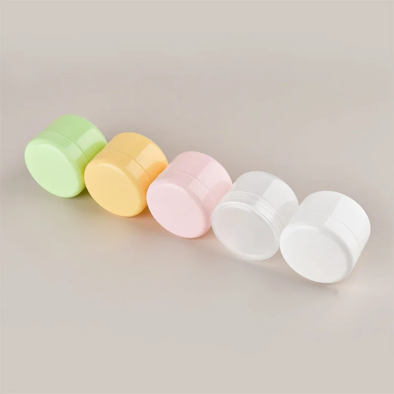 10g-150g Plastic Refillable Bottles Travel Face Cream Jar Grern Yellow Pink White Lotion Cosmetic Container Empty Makeup Pot