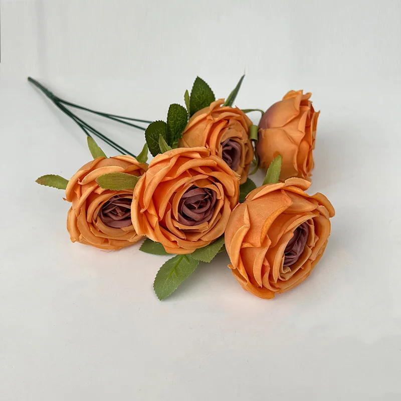 Elegant Artificial Rose Bouquet for Weddings and Home Decor - 5 Roses