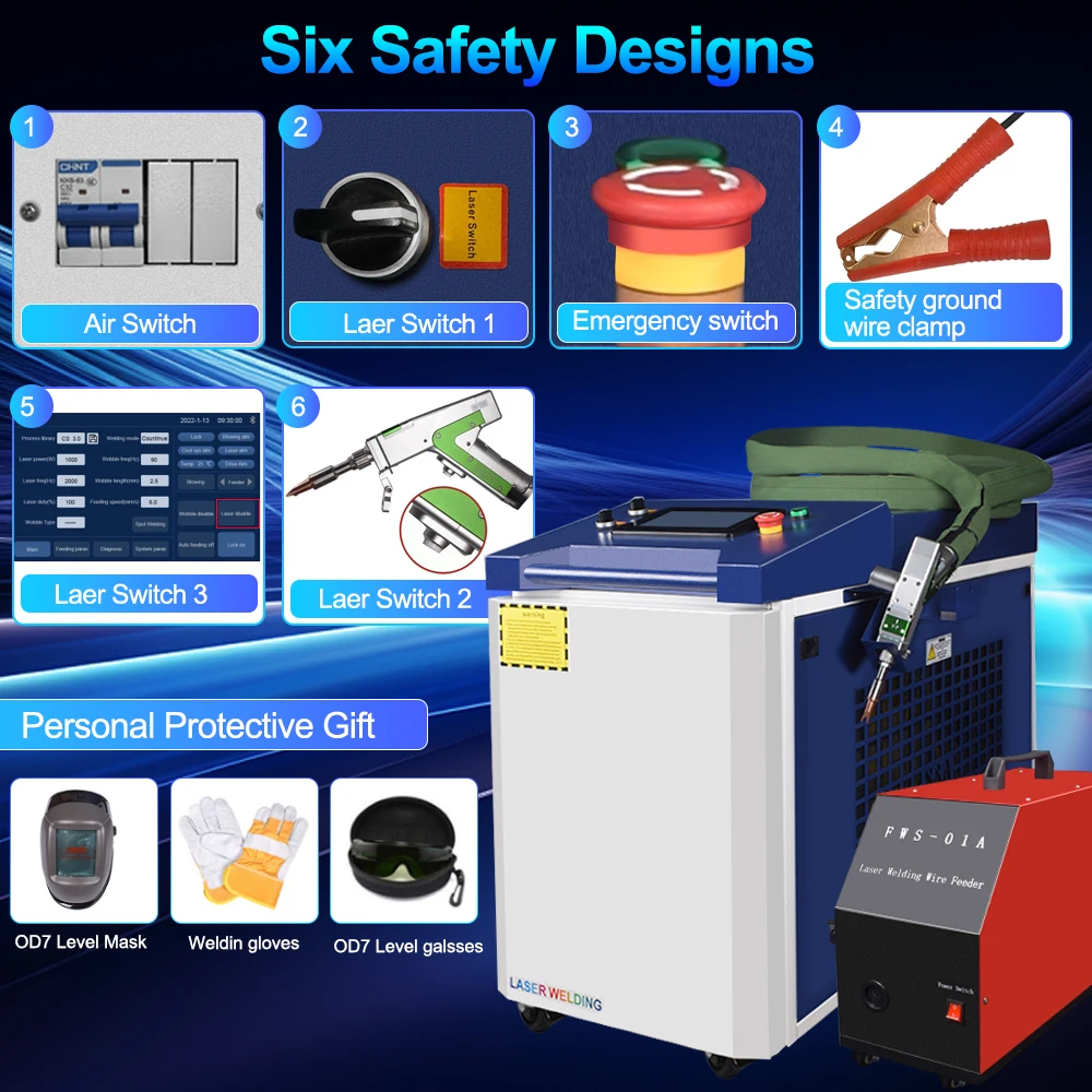 1500W Laser Welder Fiber Laser Welder Handheld Raycus 1500W Wobble Head for Metal Weldings Cleaning Cutting DDP TO EU US