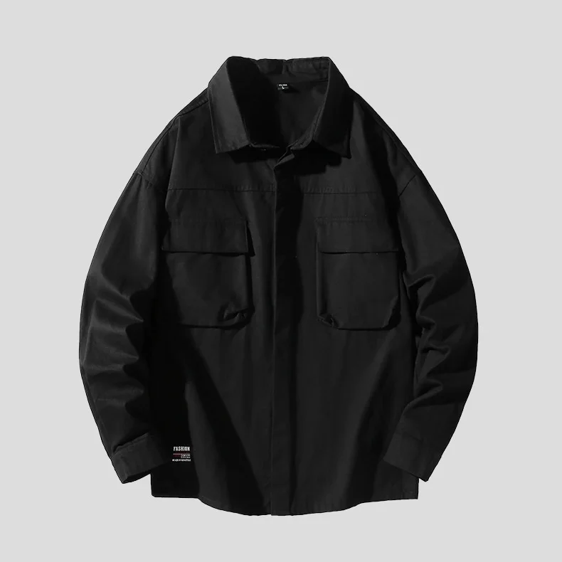 

Men's Shirts Military Casual Shirt Cotton Black Retro Lazy Army Pocket Long Sleeve Vintage Japanese Streetwear Drop Shipping
