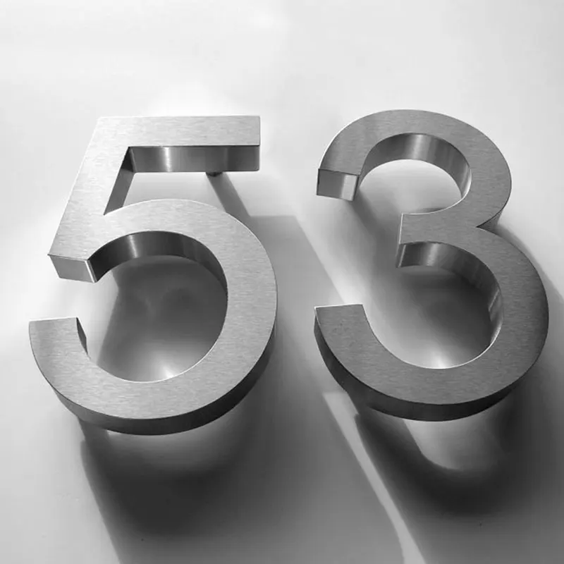 12 Inch Floating House Letters Hotel Door Metal Address Numbers Sign Stainless Steel 3D Letters and Numbers With Brushed Face