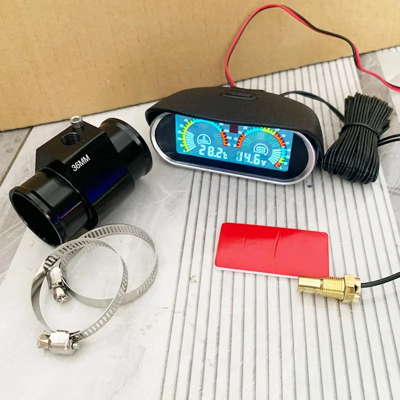 LED 디지털 2in1 자동차 트럭 엔진 온도 및 전압 게이지 미터 과열 경보 12V/24V 수온 게이지 전압계