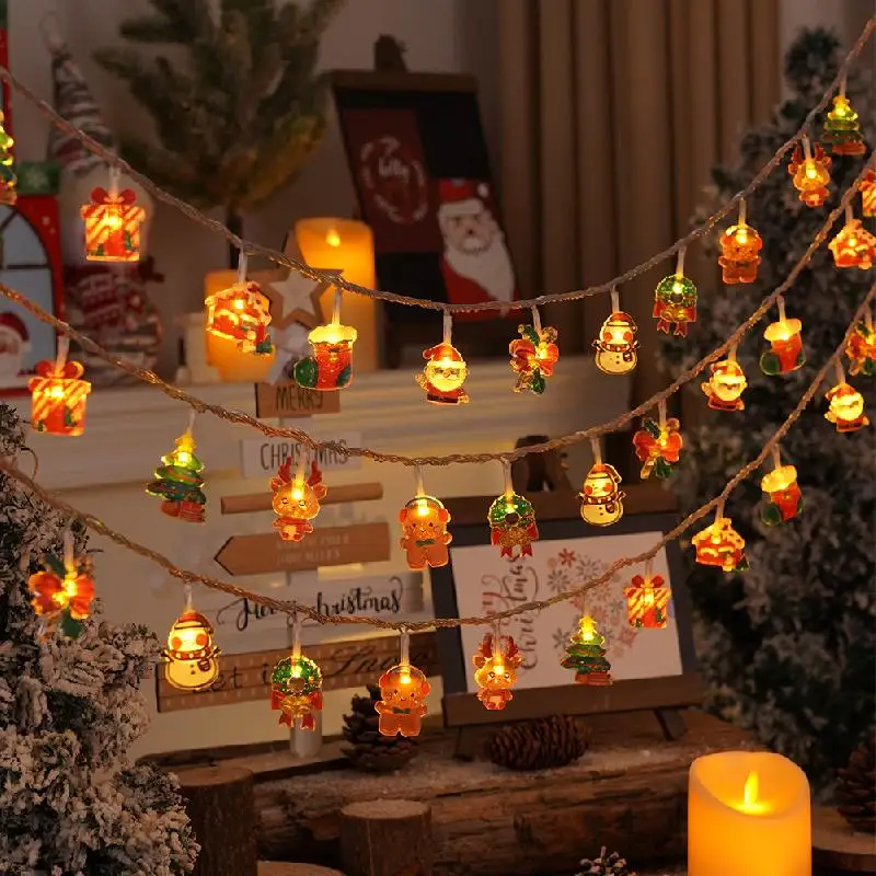 Christmas Lights String Santa Claus Battery Garland LED Christmas Tree Ornament 3M 20LED Light For New Year's Deco