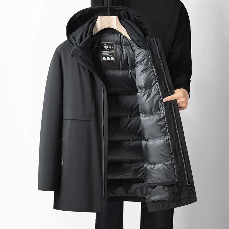 Men's Winter New Detachable Inner Tank Goose Down Coat Men's Middle Aged Business Warm Dad's Coat
