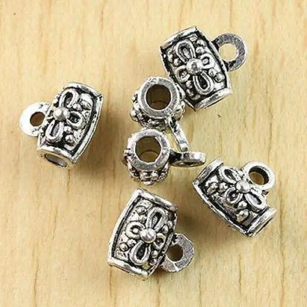 

20pcs 11x7mm,hole:3mm,loop:2mm Tibetan Silver color crafted flower spacer bail connector H0868