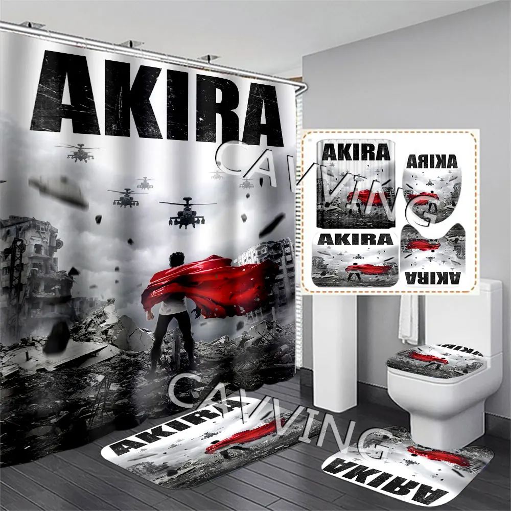 

Akira 3D Printed Shower Curtains Waterproof Bathroom Curtain Anti-slip Bath Mat Set Toilet Rugs Carpet Home Decor R04