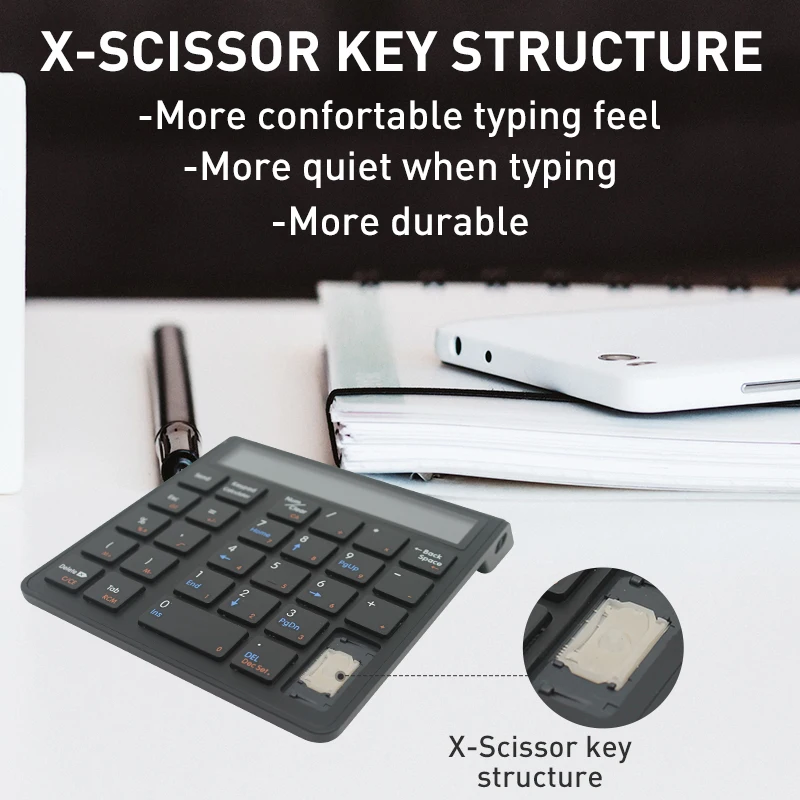 Numérico Teclado Numérico Teclado Bluetooth em sem Fio Eletrônico Calculadora 12 Dígitos Display Lcd para Thinkpad Windows Portátil - Imagem 3