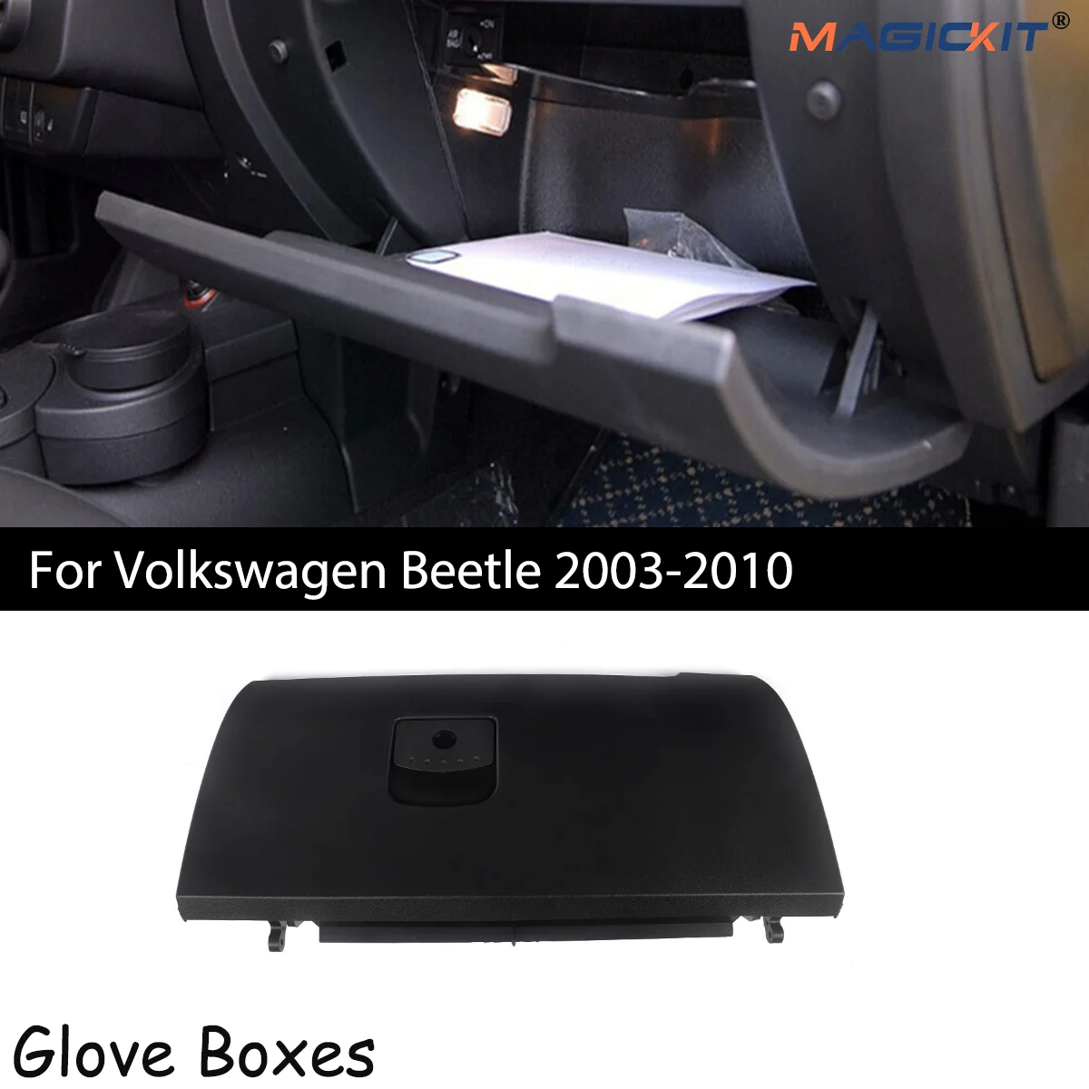 

Крышка перчаточного ящика MAGICKIT для Volkswagen Beetle 2003-2010 1C1880247R 1C1880300G, сменные автомобильные аксессуары, Черная