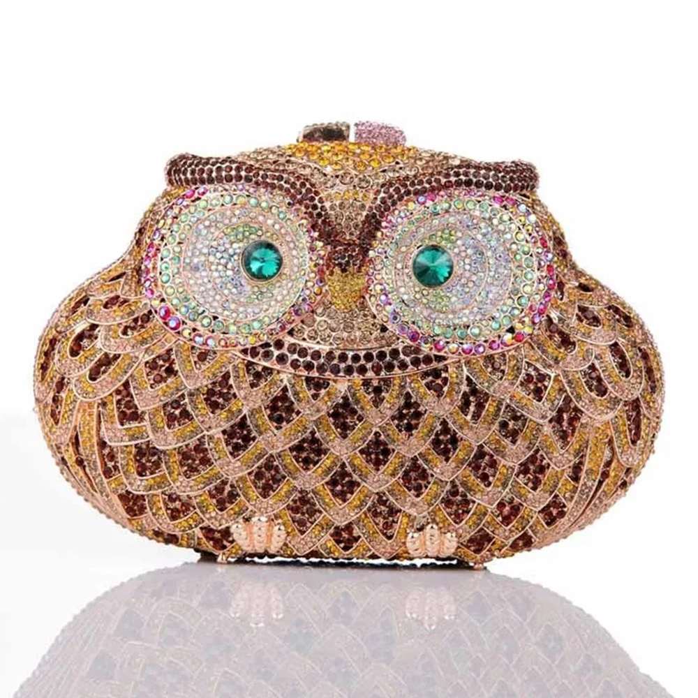 

Owl Crystal Evening Bag Luxury Women Diamond Party Wedding Purse Rhinestone Gala Handbag Bridal Cocktail Dinner Bling Minaudiere