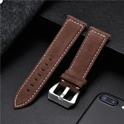 Classic Vintage Matte Leather Watchband - Fashionable Universal Replacement Strap - 22mm (Red Brown)