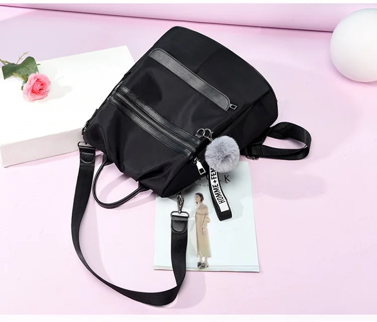 2021 New Backpacks for women Waterproof Anti-theft Oxford Cloth School Bags Simple College Wind Bags Hair Ball Pendant GE11