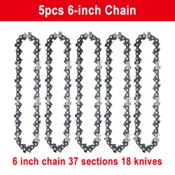 Portable Electric Mini Chainsaw Logging and Pruning Chain Accessories (5pcs 6-inch Chain)