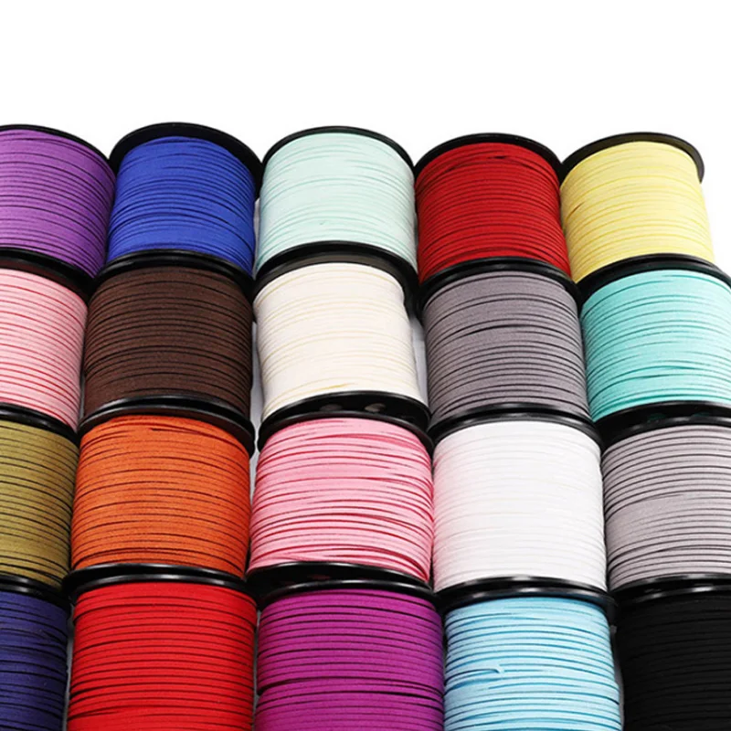 2.5mm 10m Suede Leather Cords Artificial Leather Flat Thong Cord Bracelet Necklace Findings Rope String For Jewelry DIY Making