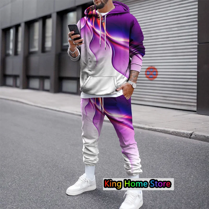 Autumn Fashion Hoodie Suit 3D Print Men's Hoodie 2 Piece Set Streetwear Pullover Sweatshirt Male Casual Tracksuit Hoodie Set
