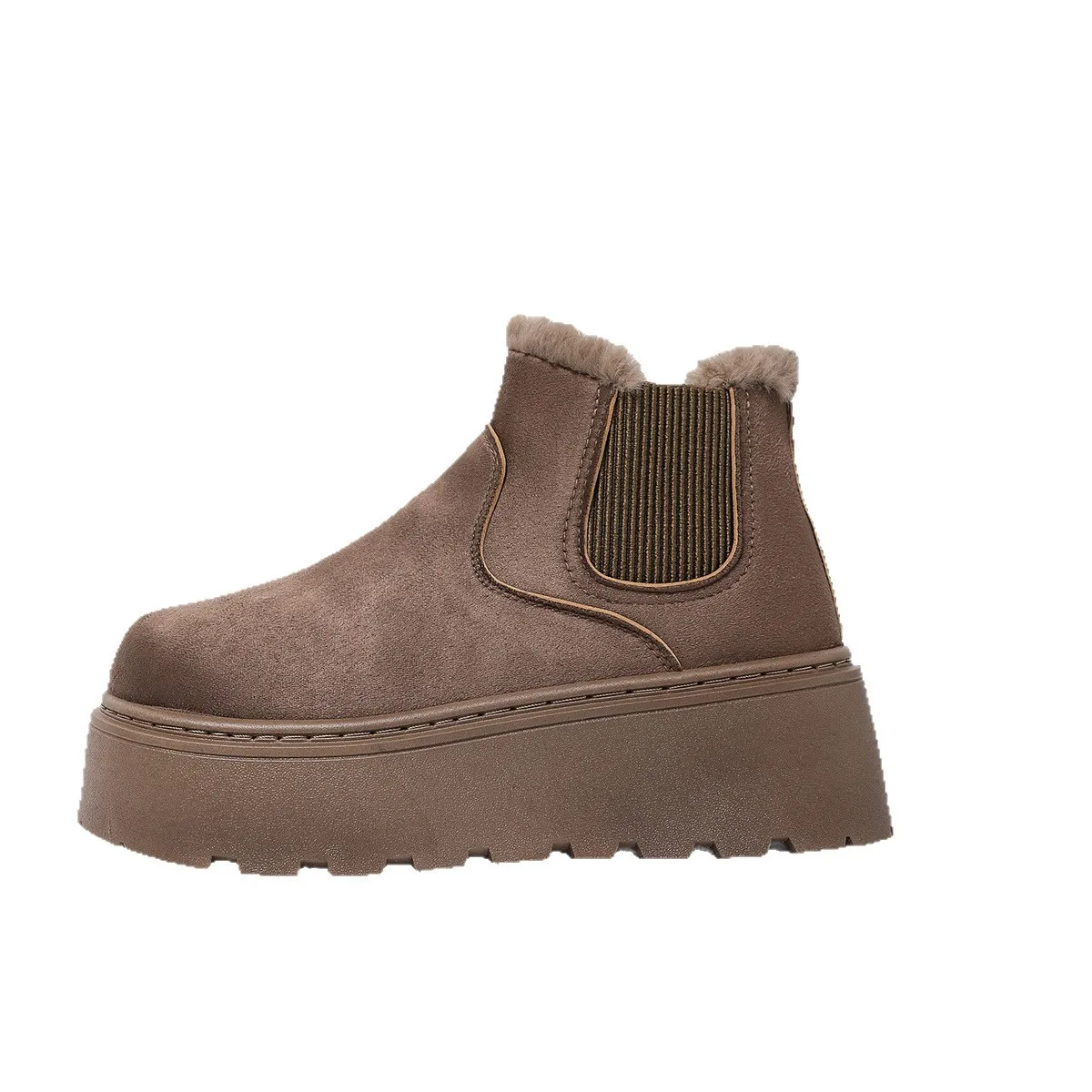 British Style Solid Color Platform Snow Boots Women Winter Soft Short Plush Warm Ankle Boots Woman Faux Suede Booties Female