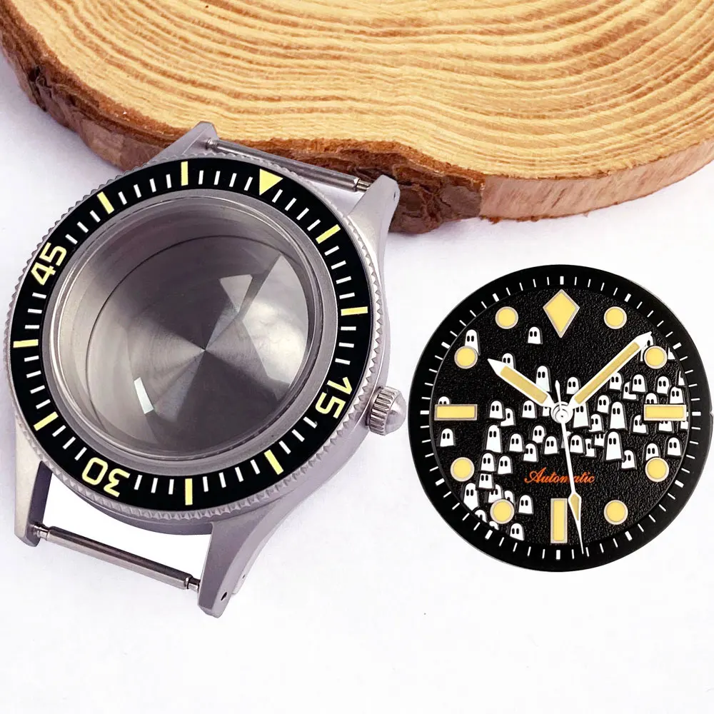 Sandblasted 40mm Watch Case with Double Dome Sapphire Crystal and Luminous Ghost Dial