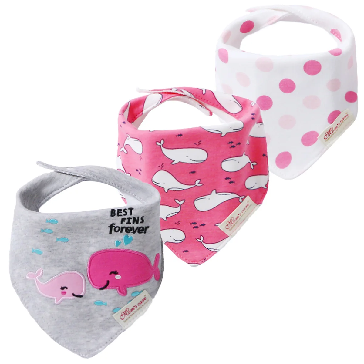 3pcs Cotton Cartoon Baby Bibs Bandana Set Triangle Newborn Infant Girls Saliva Towel Baby Burp Cloth Drool Bibs