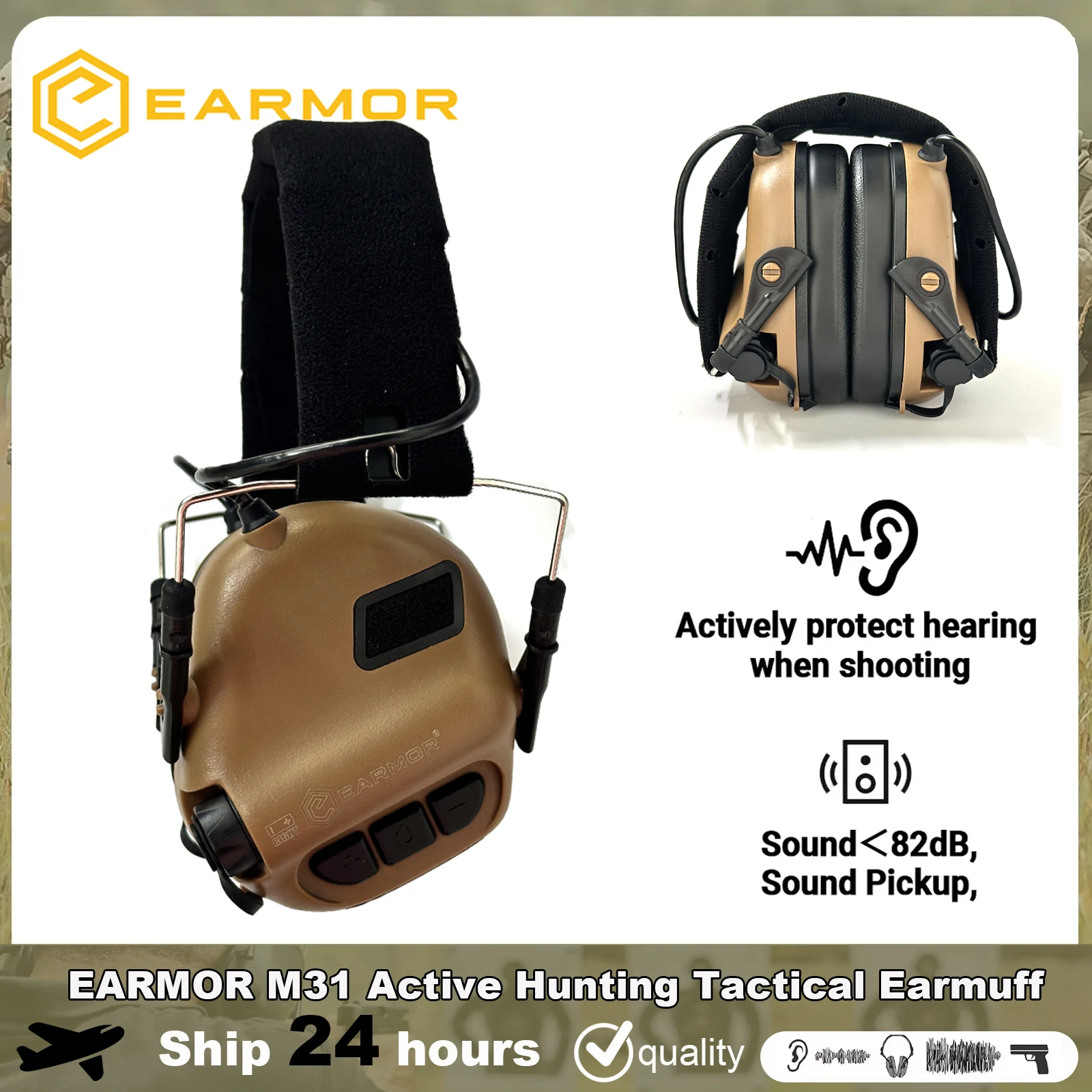 EARMOR Tactical Active Shooting Earmuffs M31 MOD4 Hearing Security Protection Noise Reduction Hunting Headphone Gun Range