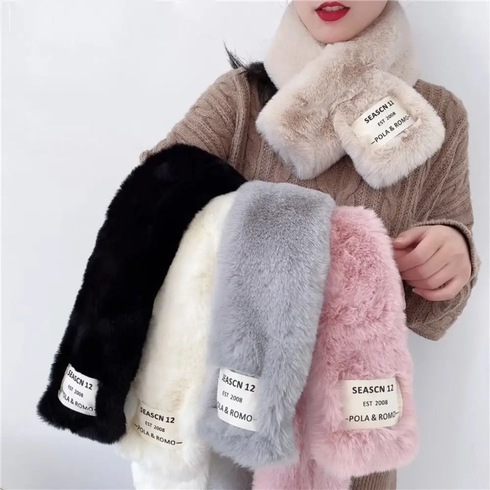 Winter Warm Cross Scarf Solid Color Soft Neck Scarf Thickened Neckerchief Wrap Autumn Winter