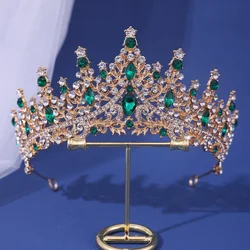Elegant Baroque Bridal Tiara & Headdress for Weddings and Special Occasions (Gold green)