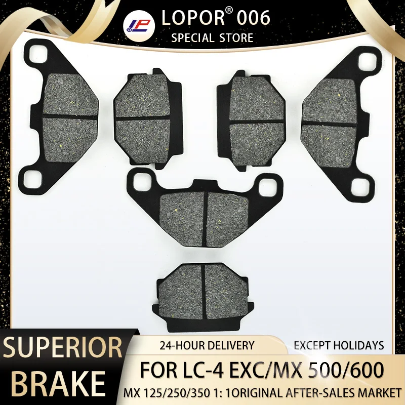 

LOPOR Motorcycle Brake Pads Front&Rear For LC-4 EXC/MX 500/600 1990-1991 MX125 MX250 MX350 MX 125/250/350 1989-1991