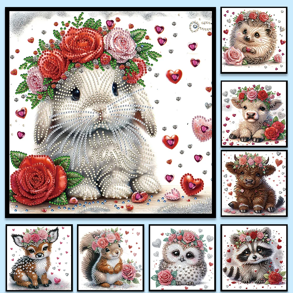 5D DIY Partial Special Shaped Drill Diamond Painting Kit Flower Animal Decor