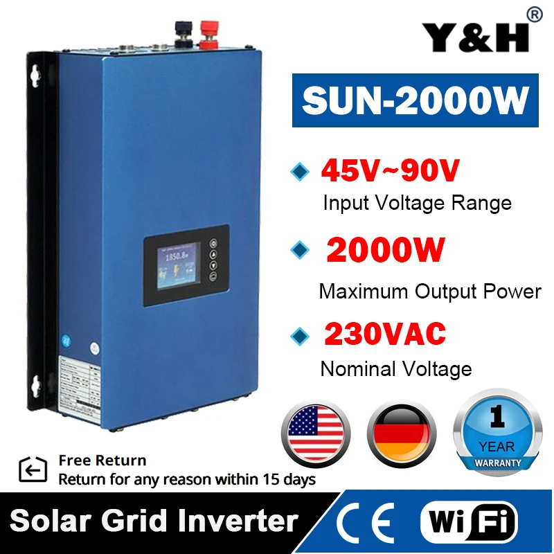 sun solar power battery 2000w 2kw