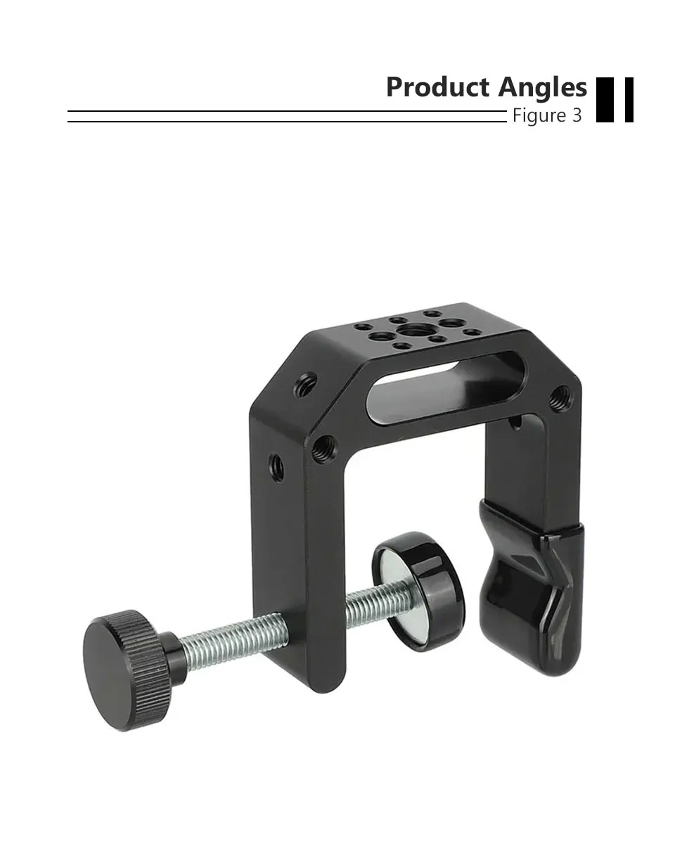C Clamp Desk Mount 2.25" Neck with Multiple 1/4"-20 and 3/8"-16 Threads For Ligh