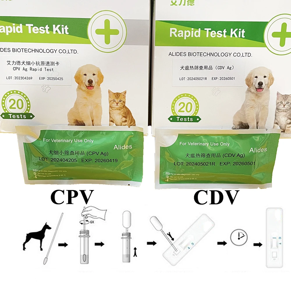 Pet Test Kit 20Strips/Box CPV CDV Canine Pet Dog Detection Kit Rapid Check Card ...