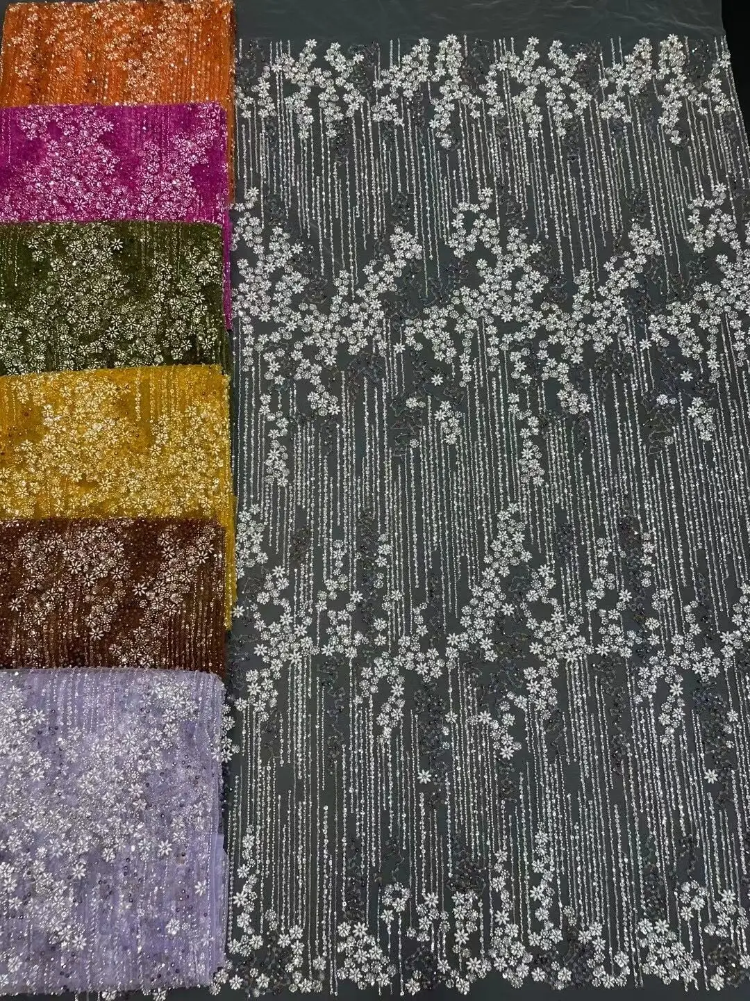 

Luxury Lace Fabric Beaded Tulle Lace Fabric Embroidered L-1306922 African Nigerian Fabric For Sewing