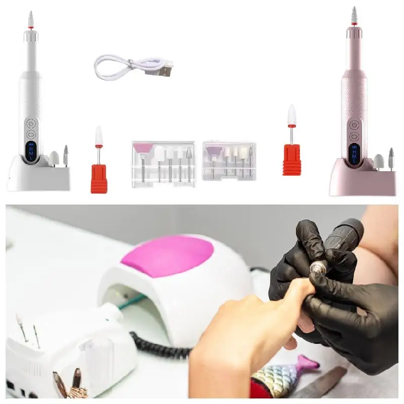 전기 네일 파일 키트, USB 충전식 전문 연마기 매니큐어 도구, 매니큐어 제거용 네일 샌딩기, 홈 살롱 사용