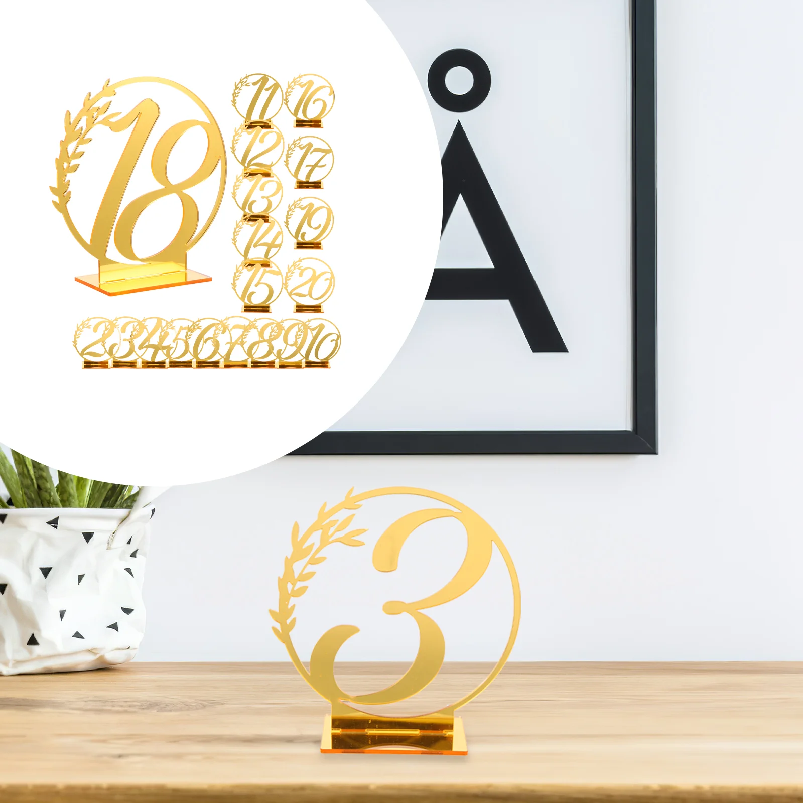 20 Pcs Table Numbers Wedding Decor Party Acrylic Sign Bride Double Sided Dining Room