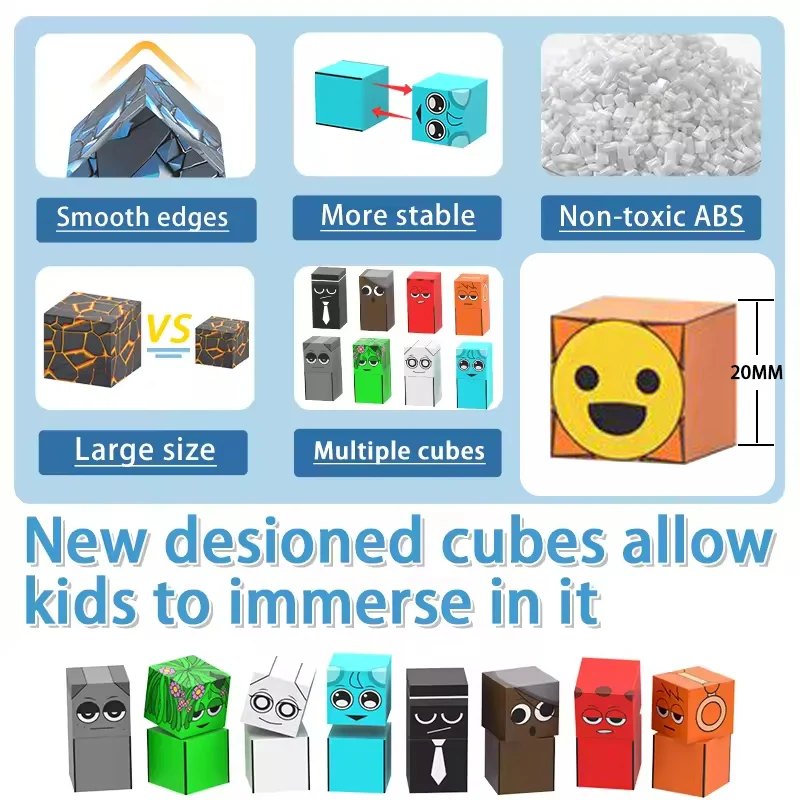 Magnetic Building Blocks Sprunki Magnet Cube Mine World Set for Boy Girl Kid Age 3+ DIY Model Children STEM Sensory MusicToy Gift