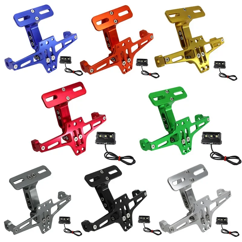 Motorcycle License Plate Holder with LED Light Universal Number Plate Bracket For Yamaha MT07 MT09 MT10 Kawasaki Z750 Z800 Honda