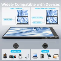 Amoudo 15.6 Inch 1920x1080P Portable Monitor with Desk Stand USB Type-C Mini HDMI Second Screen for PS4, XBox Switch PC Mac - Image 3