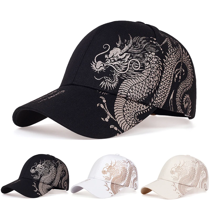 Eladó Unisex Arany Sárkány Nyomtatású Snapback Baseball Sapkák Tavaszi és Őszi Kültéri Állítható Hétköznapi Kalapok Napvédő Kalap_voghion.com