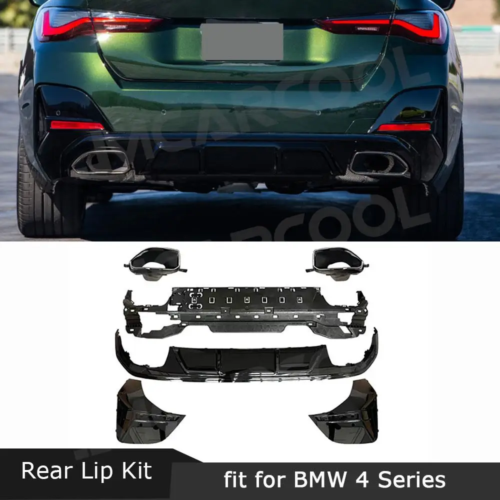 

ABS Rear Diffuser Bumper Lip Guard Exhaust Pipe Tips for BMW 4 Series G26 425i 430i M Sport Sedan 2021+ Rear Lip Accessories