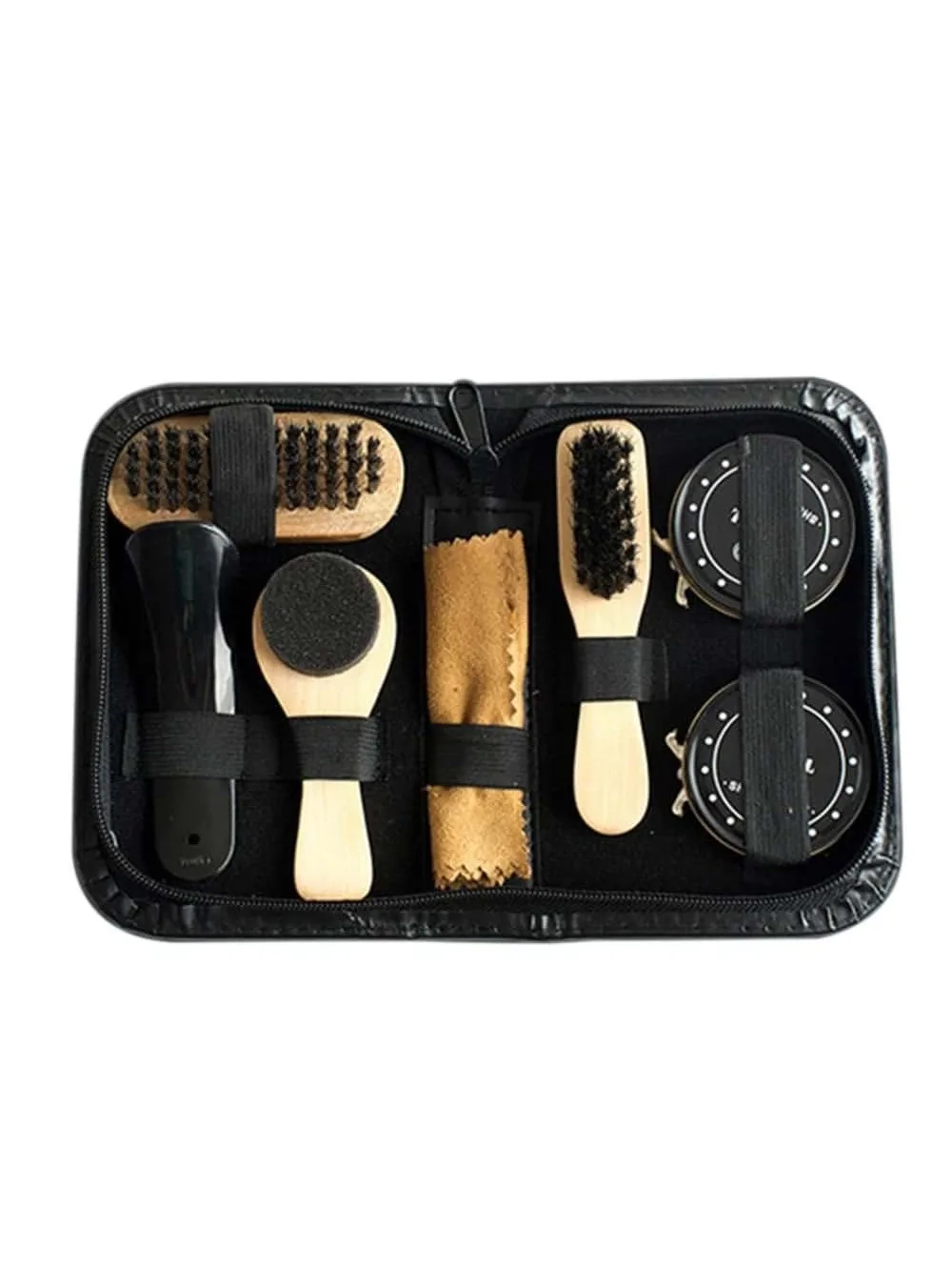 8pcs Shoe Shine Care Kit Black & Transparent Polish Brush Set Home Genuine Leather Shoe Care Set Polish Tool with Bag 2