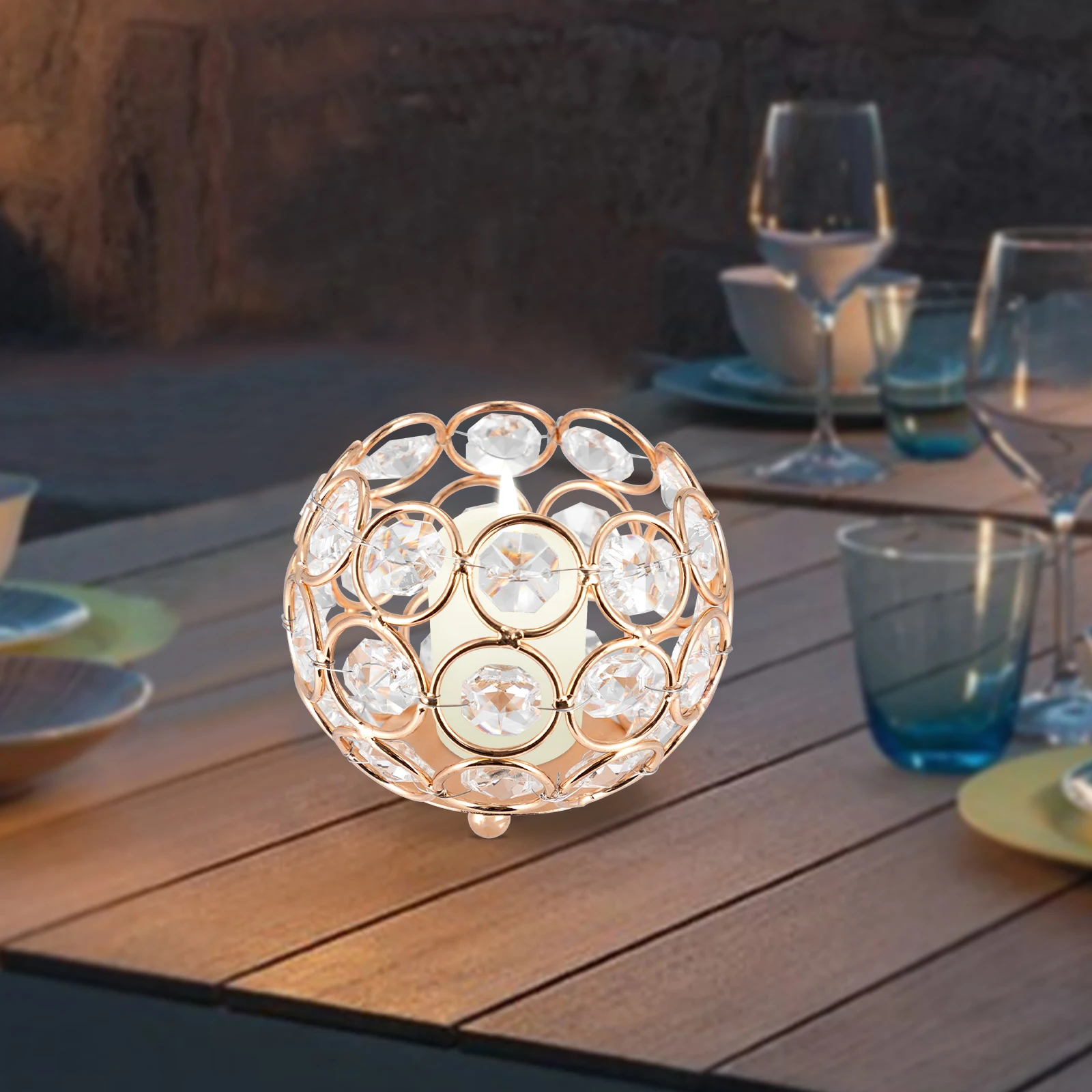 Tabletop Candle Holder Chic Home Decorative Crystal Candle Holder Classic Backyard Bar Bed Room Decor Accessories
