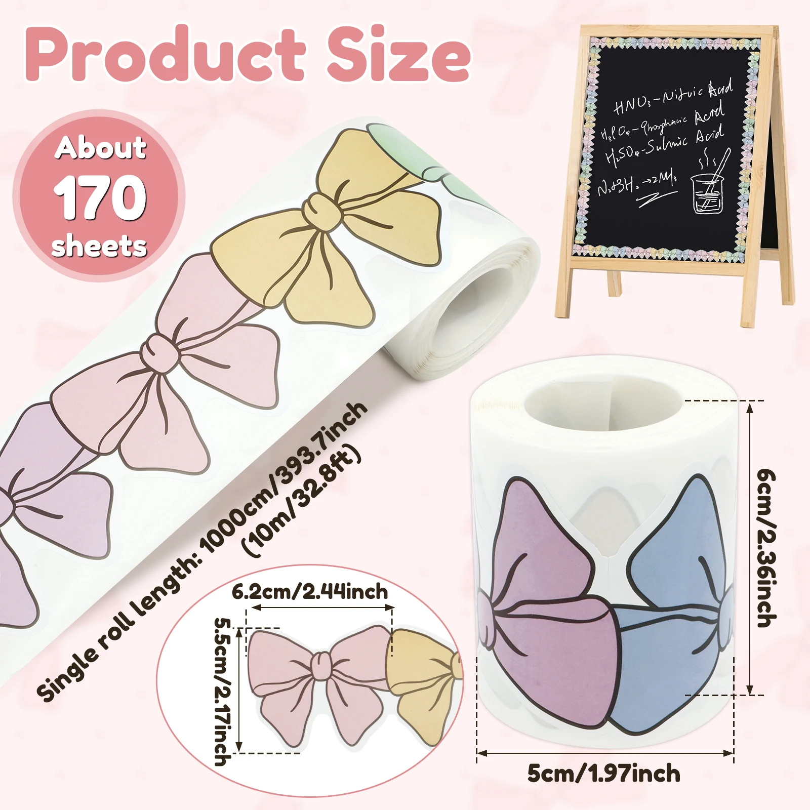 170/340pcs Bow Bulletin Board Borders For Classroom Office Back to School Pink Bulletin Board Border Stickers for Blackboard