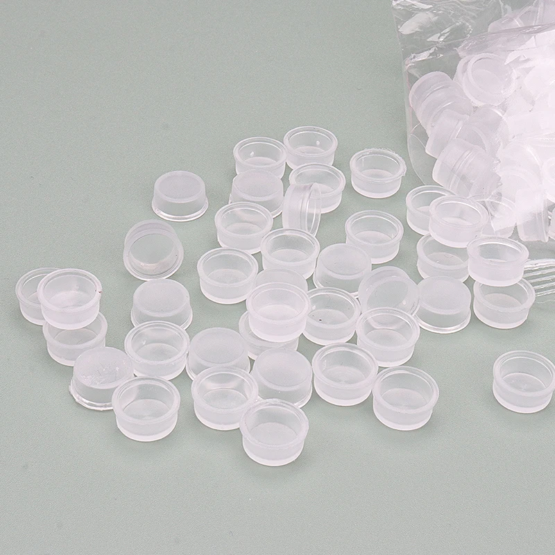 100 pcs Disposable white Pink Glue Holder Adhesive Pallet For Eyelash Extension Container Ring Cup Eyebrow Tattoo Pigment Tools