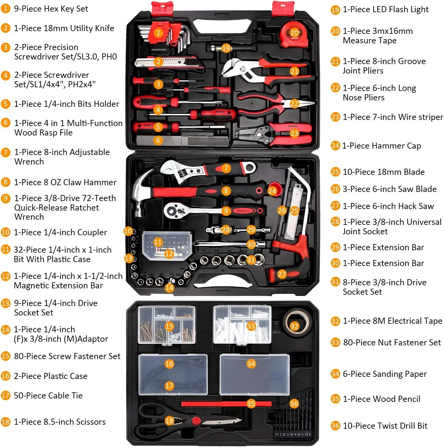 325 Piece Home Repair Tool Kit, General Home/Auto Repair Tool Set, Toolbox Storage Case with Drawer, General Household Tool Kit 2