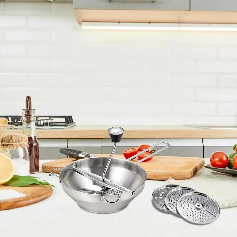 Manual Food Mill Rotary Blender Vegetable Cutter Kitchen Chopper Stainless Steel Mashed Berry Jams Tomatoes Kitchen Tools