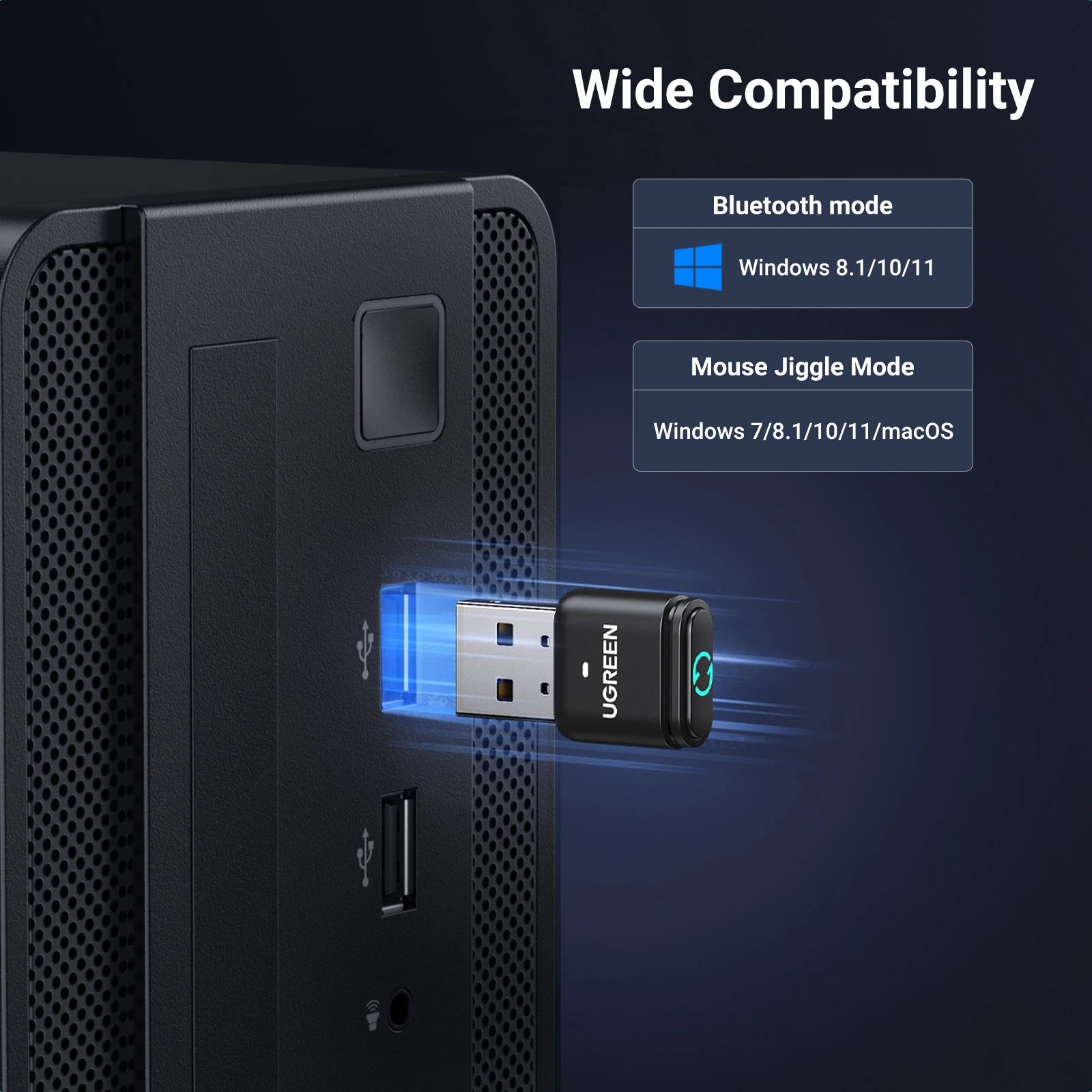 Wireless USB Adapter Mouse Jiggler USB Wireless Bluetooth Dongle Adapter Mouse Mover with Switch Button Shaker 2 Jiggle Modes Keep PC Awake